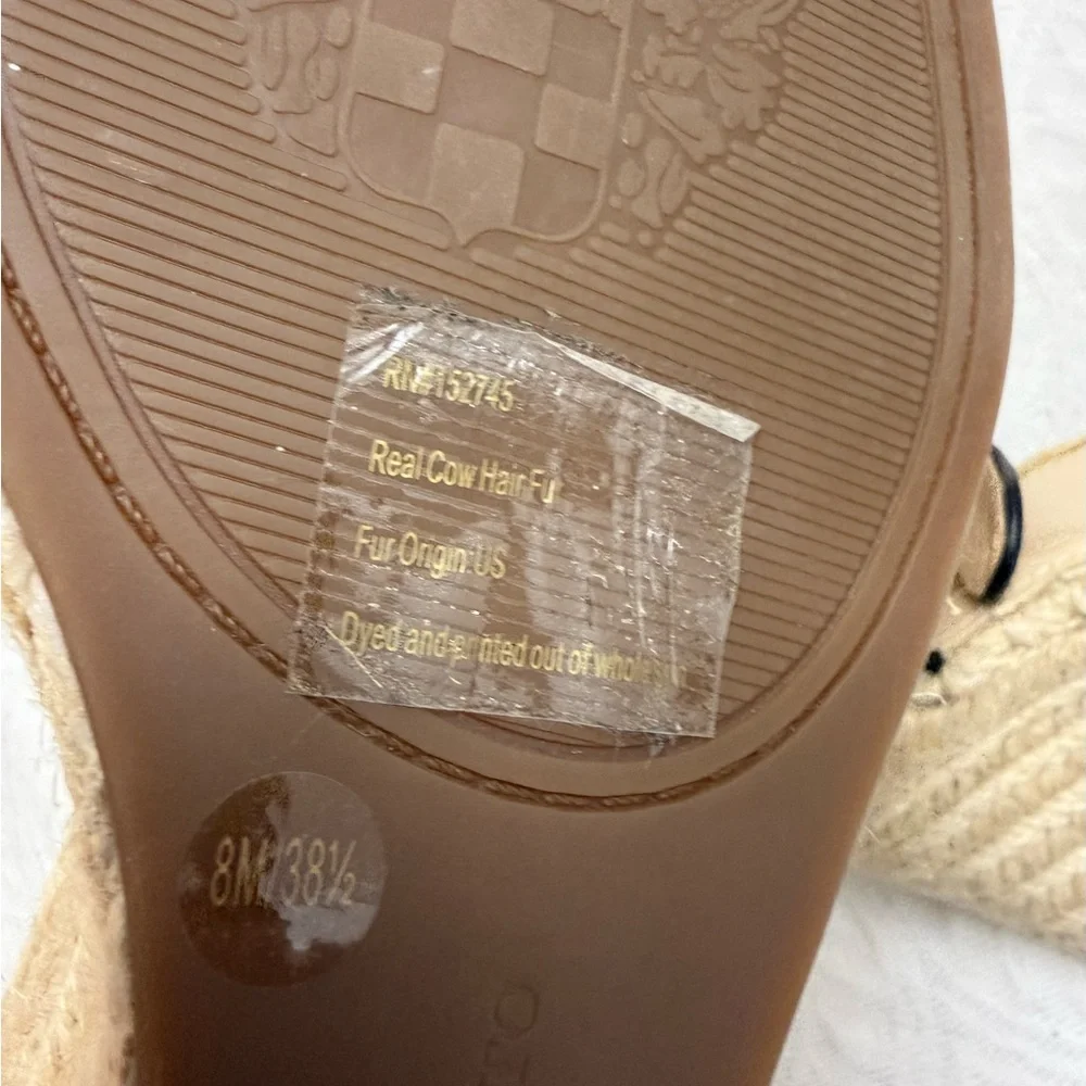 Vince Camuto Leera Espadrille Wedge Sandal Natural Leopard Calf Hair Size 8 - Picture 9 of 13